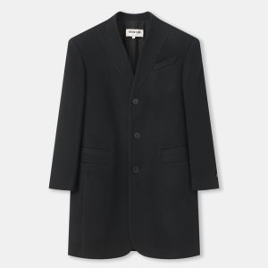Black essentia japanese wool coat wangda clothing
