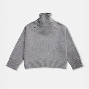 Grey oversized cashmere wool turtleneck wangda clothing